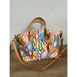 Dooney Bourke Rainbow Logo Monogram Retro GRAFICA Graffiti Leather Satchel Bag
